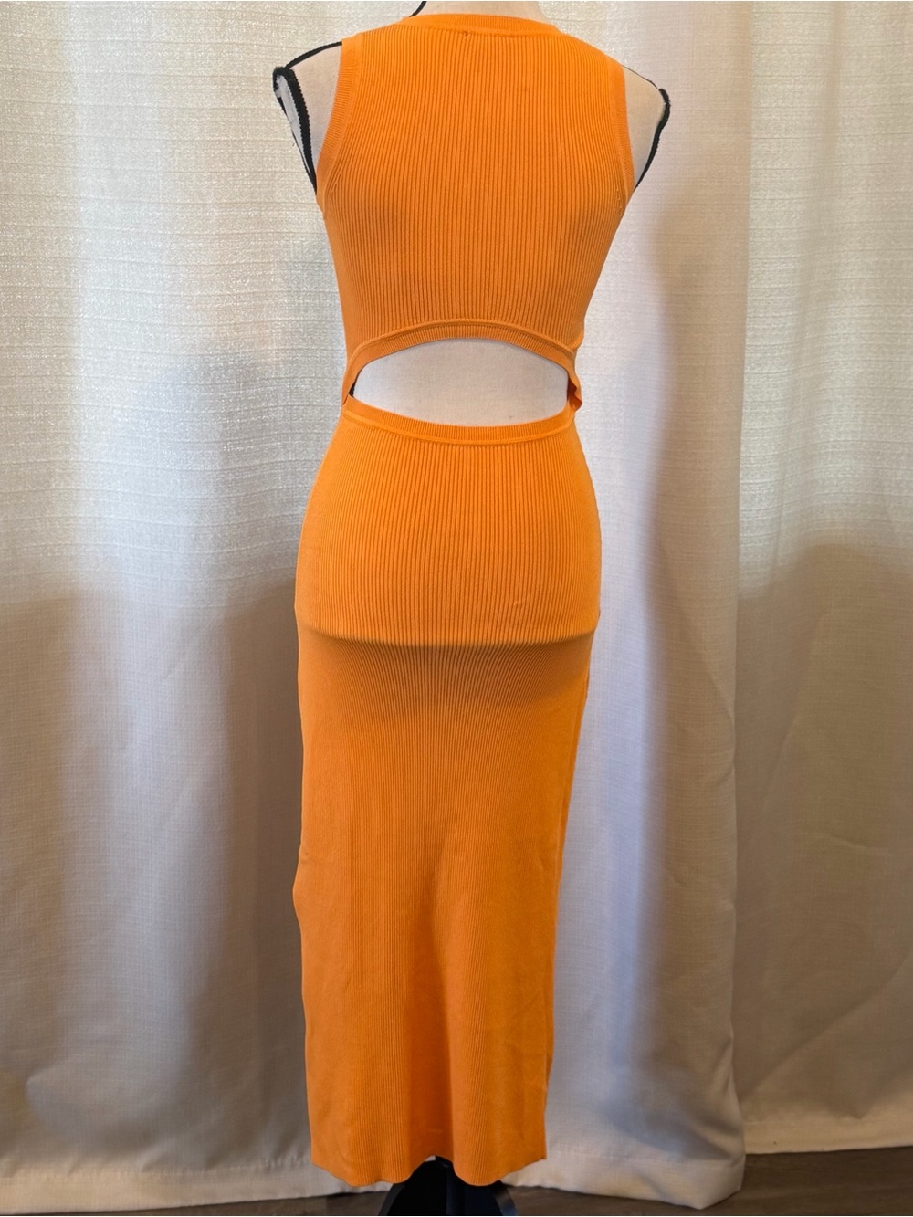 Rails SYD Marigold Ribbed Stretch Sleeveless Midi-Length Dress Orange Sz XS - Picture 3 of 10